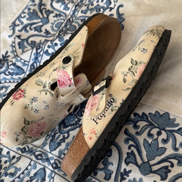 Papillio pink cabbage roses forget me nots Clogs  buckles by Birkenstock size 38 - Picture 12 of 17